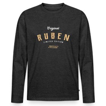Ruben Limited Edition - Männer Premium Bio Langarmshirt - Anthrazit meliert - Vorne - Nico (187cm)