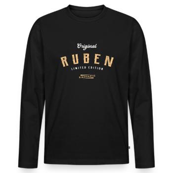 Ruben Limited Edition - Männer Premium Bio Langarmshirt - Schwarz - Vorne - Nico (187cm)