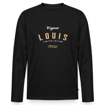Louis Limited Edition - Männer Premium Bio Langarmshirt - Schwarz - Vorne - Nico (187cm)