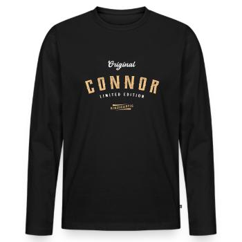 Connor Limited Edition - Männer Premium Bio Langarmshirt - Schwarz - Vorne - Nico (187cm)