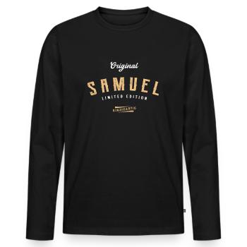 Samuel Limited Edition - Männer Premium Bio Langarmshirt - Schwarz - Vorne - Nico (187cm)