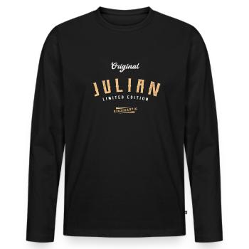 Julian Limited Edition - Männer Premium Bio Langarmshirt - Schwarz - Vorne - Nico (187cm)