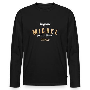 Michel Limited Edition - Männer Premium Bio Langarmshirt - Schwarz - Vorne - Nico (187cm)