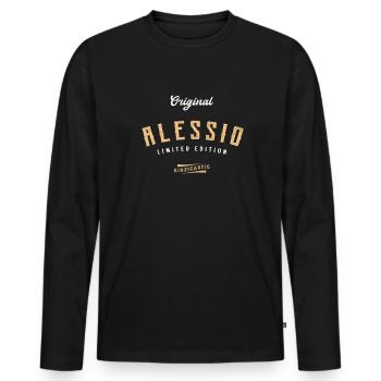 Alessio Limited Edition - Männer Premium Bio Langarmshirt - Schwarz - Vorne - Nico (187cm)