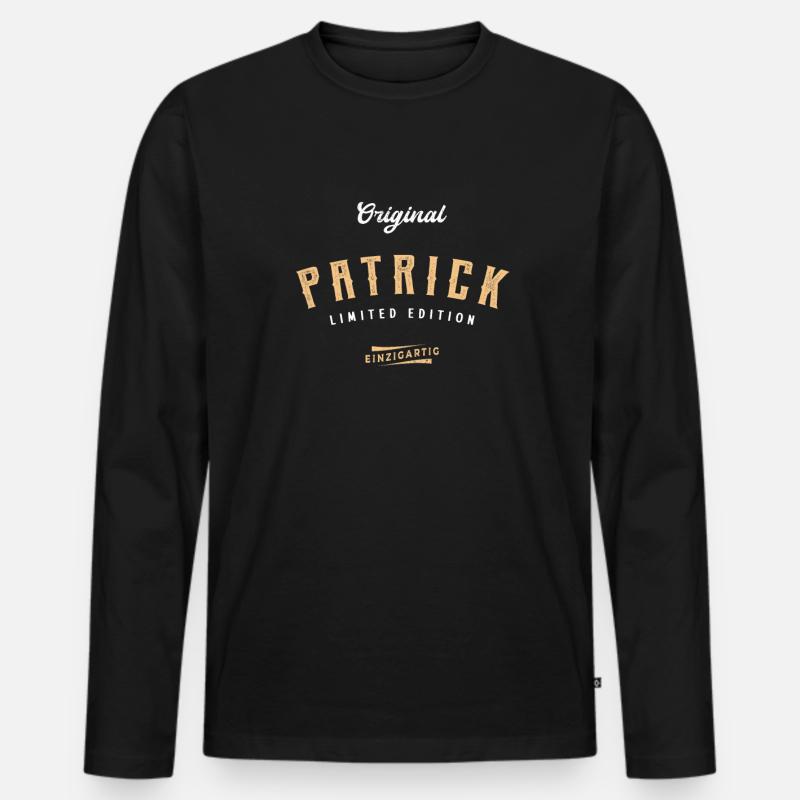 Patrick Limited Edition - Männer Premium Bio Langarmshirt - Schwarz