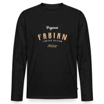 Fabian Limited Edition - Männer Premium Bio Langarmshirt - Schwarz - Vorne - Nico (187cm)