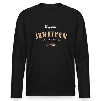 Jonathan Limited Edition - Männer Premium Bio Langarmshirt - Schwarz - Vorne - Nico (187cm)