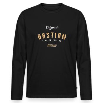 Bastian Limited Edition - Männer Premium Bio Langarmshirt - Schwarz - Vorne - Nico (187cm)