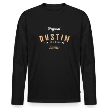 Dustin Limited Edition - Männer Premium Bio Langarmshirt - Schwarz - Vorne - Nico (187cm)