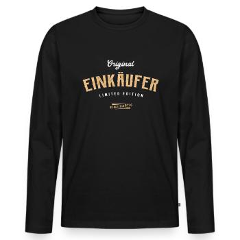Einkäufer Limited Edition Einkauf - Männer Premium Bio Langarmshirt - Schwarz - Vorne - Nico (187cm)