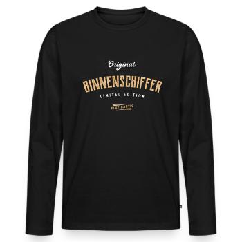 Binnenschiffer Limited Edition - Männer Premium Bio Langarmshirt - Schwarz - Vorne - Nico (187cm)