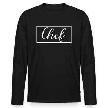 Chef fier Chef diplômé Étudiant en art culinaire - T-shirt manches longues Premium bio Homme - noir - Devant - Nico (187cm)