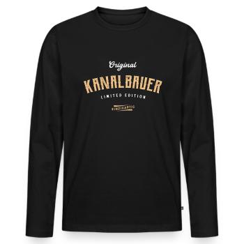 Kanalbauer Limited Edition - Männer Premium Bio Langarmshirt - Schwarz - Vorne - Nico (187cm)