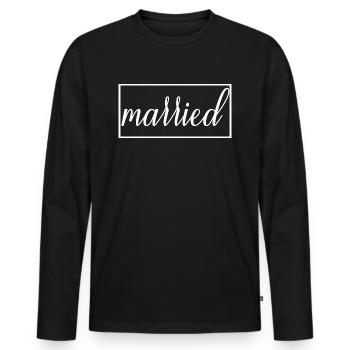 Verheiratetes passendes Paar Männer & Frauen Hochzeitstag - Männer Premium Bio Langarmshirt - Schwarz - Vorne - Nico (187cm)