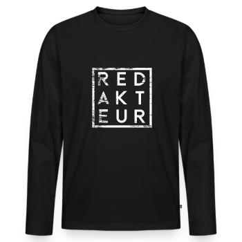 Redakteur Minimalismus - Männer Premium Bio Langarmshirt - Schwarz - Vorne - Nico (187cm)