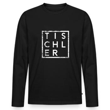 Tischler Minimalismus - Männer Premium Bio Langarmshirt - Schwarz - Vorne - Nico (187cm)