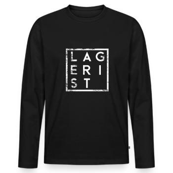 Lagerist Minimalismus - Männer Premium Bio Langarmshirt - Schwarz - Vorne - Nico (187cm)