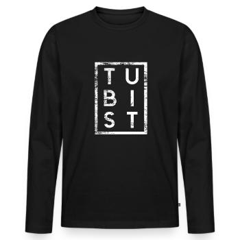 Tubist Minimalismus Tuba Tubaspieler - Männer Premium Bio Langarmshirt - Schwarz - Vorne - Nico (187cm)