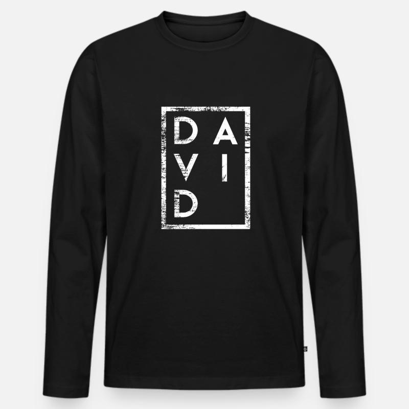 David Minimalismus - Männer Premium Bio Langarmshirt - Schwarz