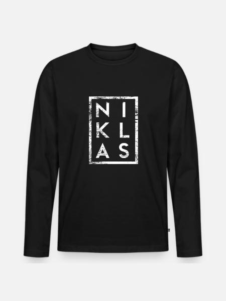 Niklas Minimalismus - Männer Premium Bio Langarmshirt - Schwarz