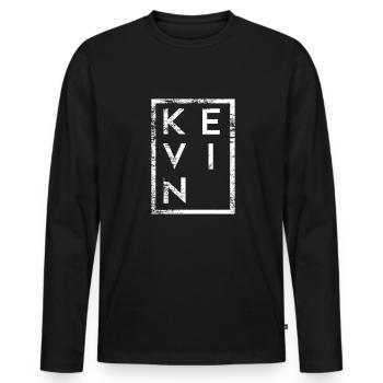 Kevin Minimalisme - T-shirt manches longues Premium bio Homme - noir - Devant - Nico (187cm)