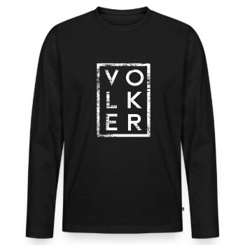 Volker Minimalismus - Männer Premium Bio Langarmshirt - Schwarz - Vorne - Nico (187cm)