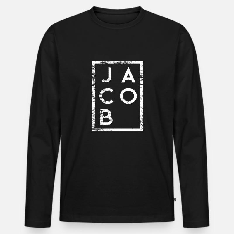 Jacob Minimalismus - Männer Premium Bio Langarmshirt - Schwarz