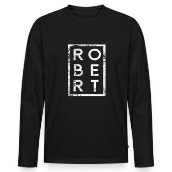 Robert Minimalismus - Männer Premium Bio Langarmshirt - Schwarz - Vorne - Nico (187cm)