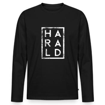 Harald Minimalismus - Männer Premium Bio Langarmshirt - Schwarz - Vorne - Nico (187cm)