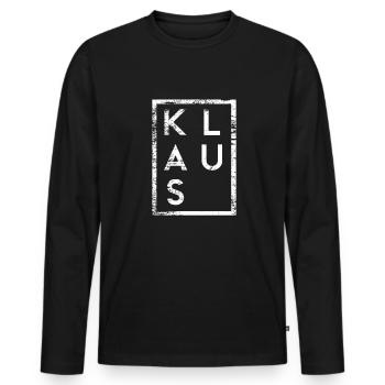 Klaus Minimalisme - T-shirt manches longues Premium bio Homme - noir - Devant - Nico (187cm)