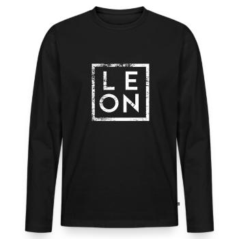 Léon Minimalisme - T-shirt manches longues Premium bio Homme - noir - Devant - Nico (187cm)