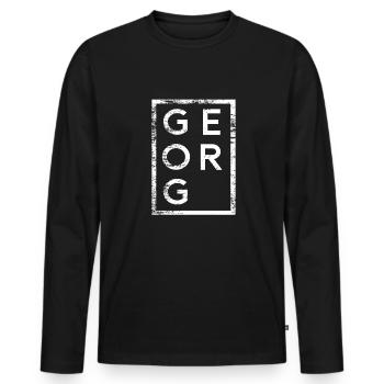 Georg Minimalismus - Männer Premium Bio Langarmshirt - Schwarz - Vorne - Nico (187cm)