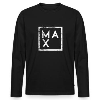Max Minimalismus - Männer Premium Bio Langarmshirt - Schwarz - Vorne - Nico (187cm)