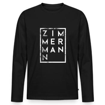 Zimmermann Minimalismus Zimmerer - Männer Premium Bio Langarmshirt - Schwarz - Vorne - Nico (187cm)