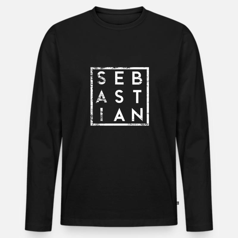 Sebastian Minimalismus - Männer Premium Bio Langarmshirt - Schwarz