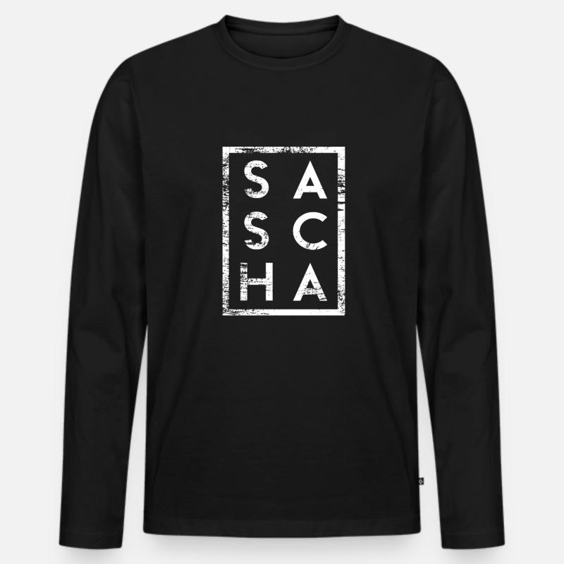 Sascha Minimalismus - Männer Premium Bio Langarmshirt - Schwarz
