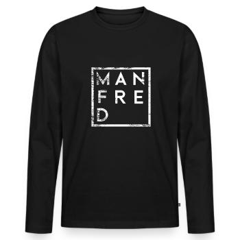 Manfred Minimalisme - T-shirt manches longues Premium bio Homme - noir - Devant - Nico (187cm)