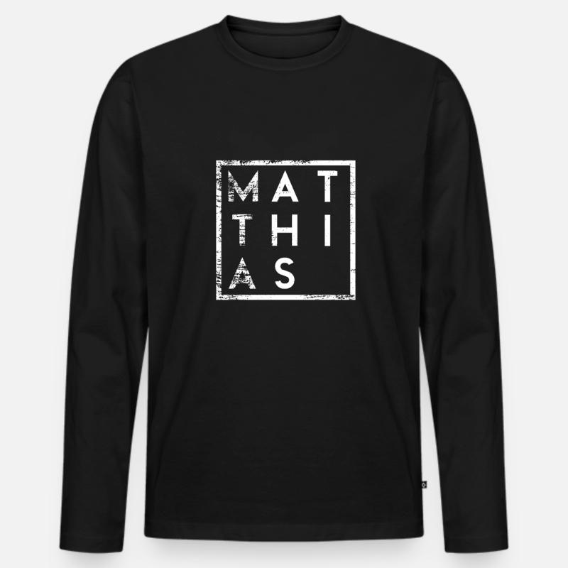Matthias Minimalismus - Männer Premium Bio Langarmshirt - Schwarz