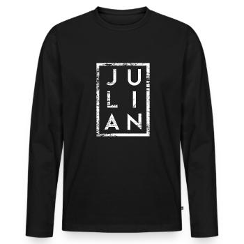 Minimalisme julien - T-shirt manches longues Premium bio Homme - noir - Devant - Nico (187cm)