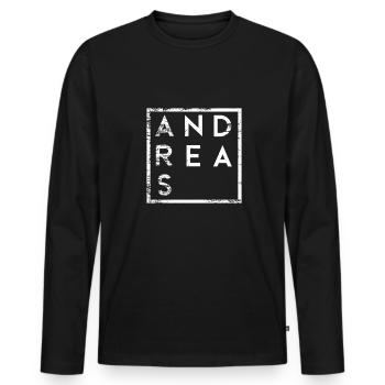 Andrea's Minimalism - Men's Premium Organic Long Sleeve Shirt - black - Front - Nico (187cm)