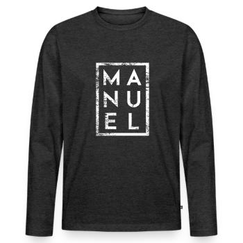 Manuel Minimalism - Men's Premium Organic Long Sleeve Shirt - heather anthracite - Front - Nico (187cm)