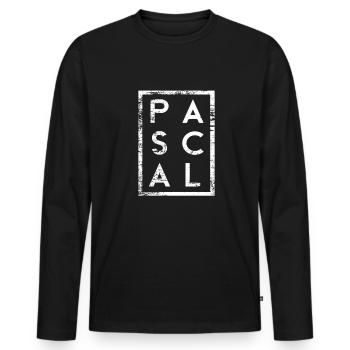 Pascal Minimalisme - T-shirt manches longues Premium bio Homme - noir - Devant - Nico (187cm)