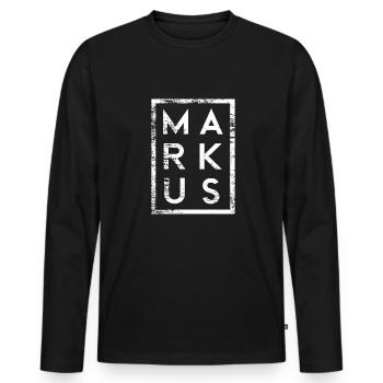 Markus Minimalismus - Männer Premium Bio Langarmshirt - Schwarz - Vorne - Nico (187cm)