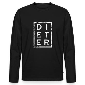 Dieter Minimalismus - Männer Premium Bio Langarmshirt - Schwarz - Vorne - Nico (187cm)