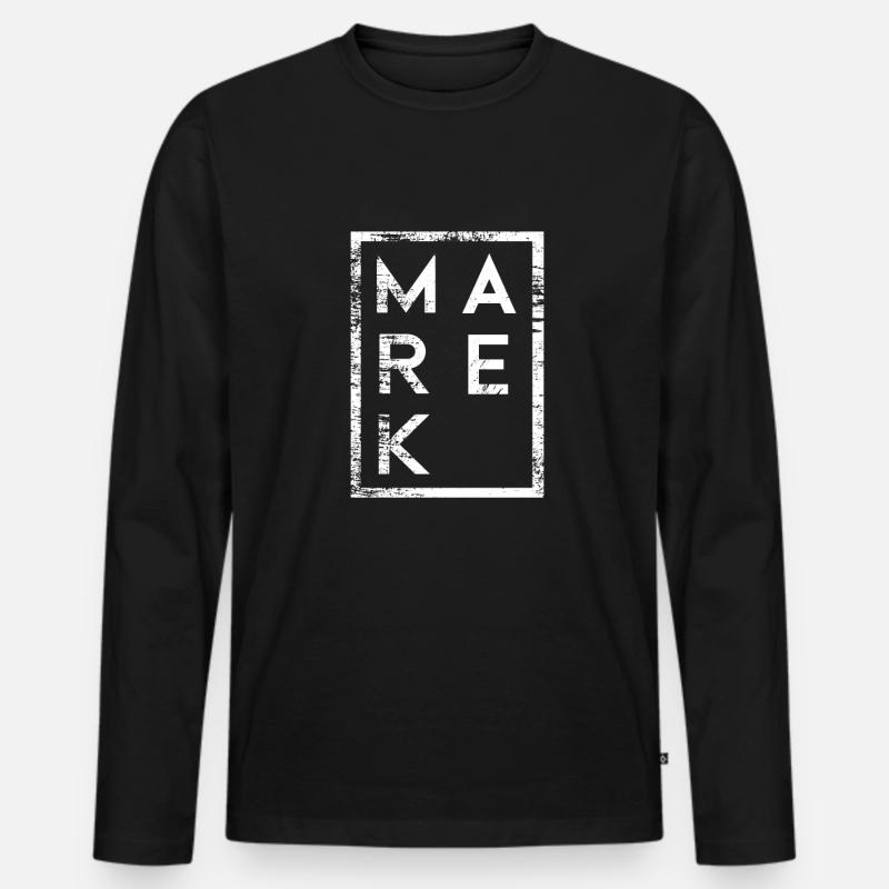 Marek Minimalismus - Männer Premium Bio Langarmshirt - Schwarz
