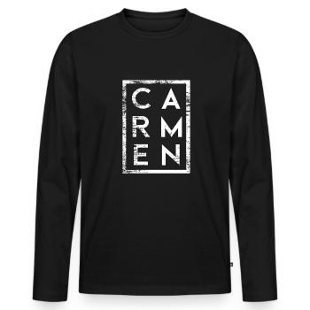 Carmen Minimalismus - Männer Premium Bio Langarmshirt - Schwarz - Vorne - Nico (187cm)