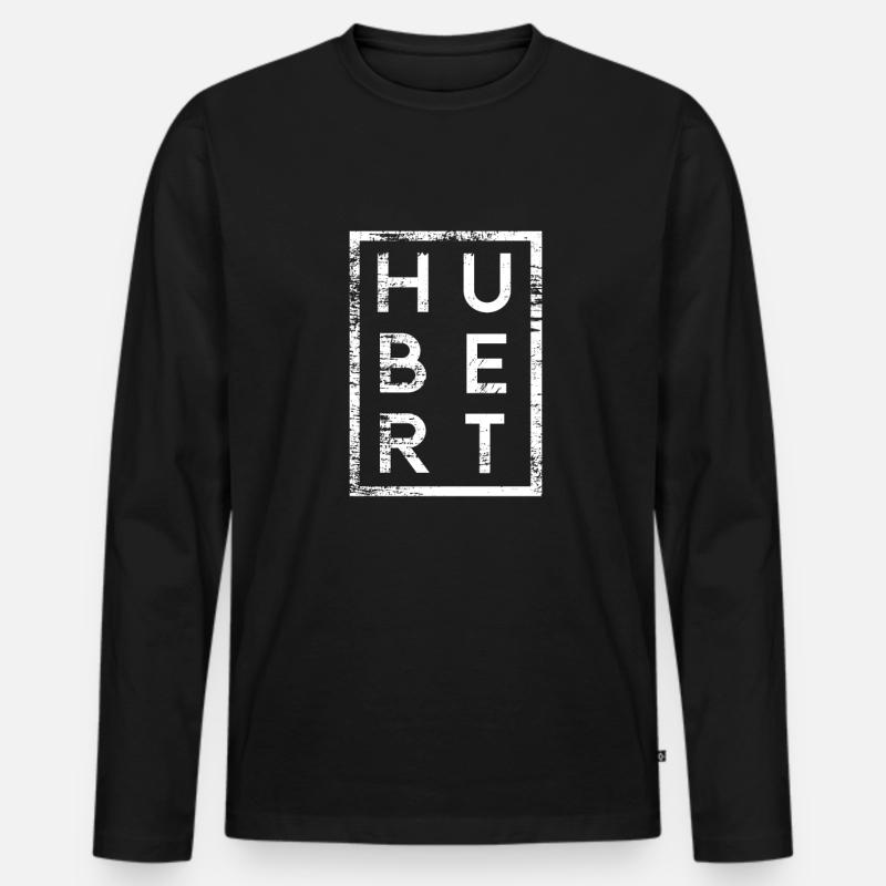 Hubert Minimalismus - Männer Premium Bio Langarmshirt - Schwarz