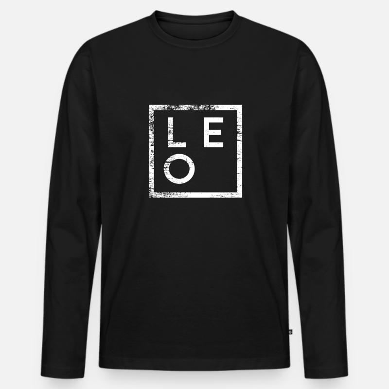 Leo Minimalismus - Männer Premium Bio Langarmshirt - Schwarz