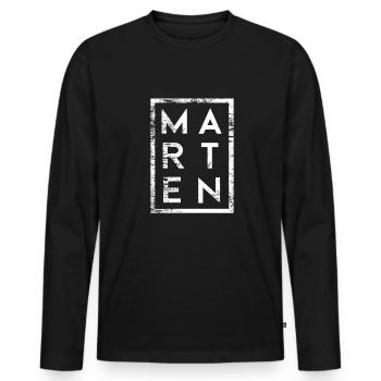 Marten Minimalisme - T-shirt manches longues Premium bio Homme - noir - Devant - Nico (187cm)