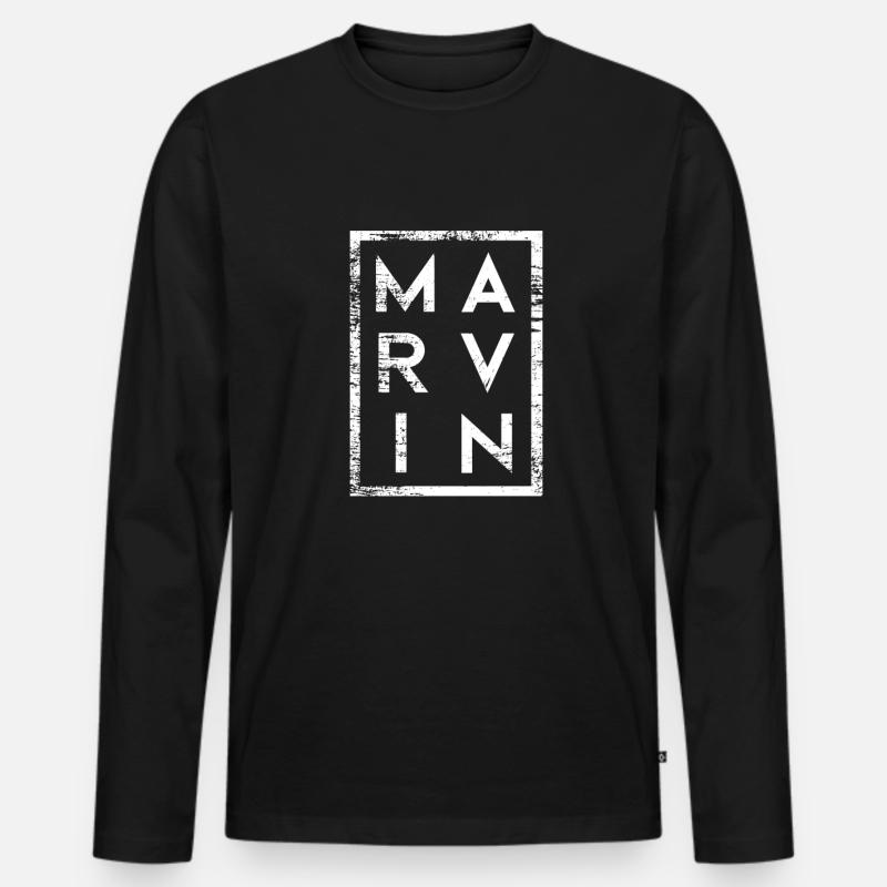 Marvin Minimalismus - Männer Premium Bio Langarmshirt - Schwarz